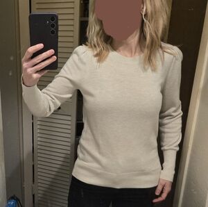 LOFT Heather Ecru Gray Knit Top